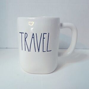 Rae Dunn  White Ceramic "Travel" Coffee Mug